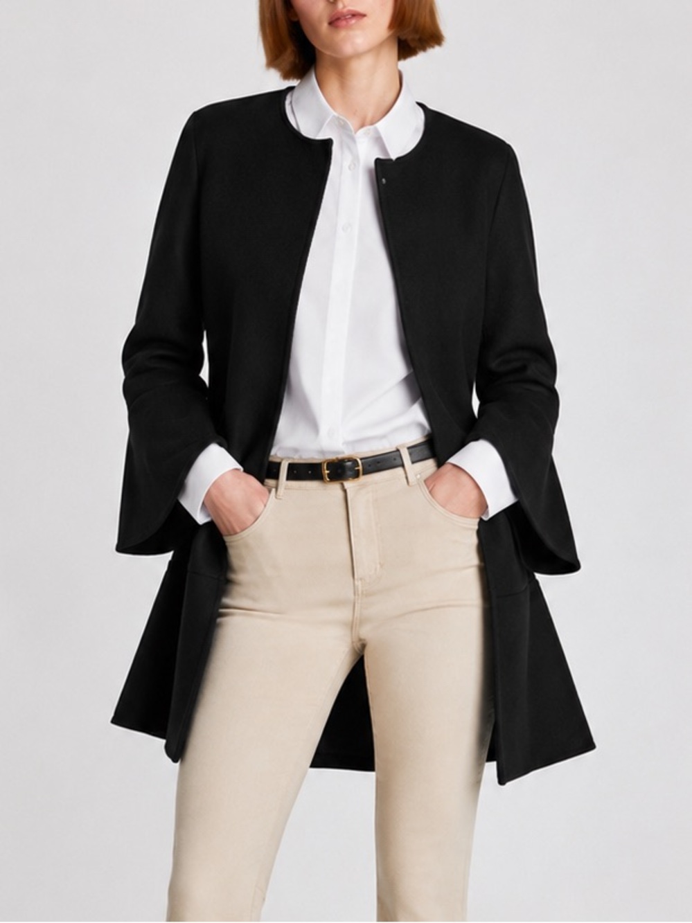 RARE Zara HANDMADE Wool Blend Bell Sleeve Black Coat Rare European Release Small